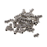 Maxbell Pack of 50 Antique Silver Spacer Bail Beads Tube Charms Pendants Jewelry Making