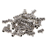 Maxbell Pack of 50 Antique Silver Spacer Bail Beads Tube Charms Pendants Jewelry Making