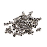 Maxbell Pack of 50 Antique Silver Spacer Bail Beads Tube Charms Pendants Jewelry Making