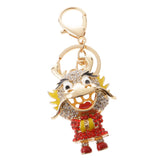 Maxbell Cute Dragon Charm Pendant Crystal Purse Bag Car Key Chain Ring Keychain Keyring Red