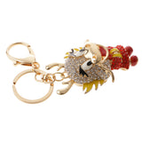Maxbell Cute Dragon Charm Pendant Crystal Purse Bag Car Key Chain Ring Keychain Keyring Red