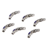 Maxbell Pack Of 6 Antique silver-plated Leaf curved tube Beads 7mm Hole 47 x 10mm