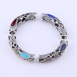 Maxbell Pack Of 6 Antique silver-plated Leaf curved tube Beads 7mm Hole 47 x 10mm