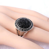 Maxbell Male Jewelry Vintage Round Ring Black Crystal Fashion Alloy Mens Ring 20mm