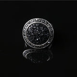 Maxbell Male Jewelry Vintage Round Ring Black Crystal Fashion Alloy Mens Ring 20mm