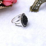 Maxbell Male Jewelry Vintage Round Ring Black Crystal Fashion Alloy Mens Ring 20mm