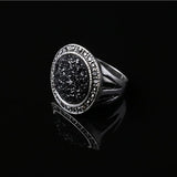 Maxbell Male Jewelry Vintage Round Ring Black Crystal Fashion Alloy Mens Ring 20mm