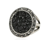 Maxbell Male Jewelry Vintage Round Ring Black Crystal Fashion Alloy Mens Ring 20mm