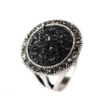 Maxbell Male Jewelry Vintage Round Ring Black Crystal Fashion Alloy Mens Ring 20mm