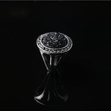 Maxbell Male Jewelry Vintage Round Ring Black Crystal Fashion Alloy Mens Ring 20mm