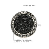 Maxbell Male Jewelry Vintage Round Ring Black Crystal Fashion Alloy Mens Ring 20mm