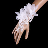 Maxbell Elegant Wedding Short Fingerless Fabulous Lace Flower Gloves Rhinestone Evening Party Women Ladies Bridal Gloves
