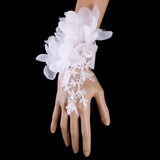 Maxbell Elegant Wedding Short Fingerless Fabulous Lace Flower Gloves Rhinestone Evening Party Women Ladies Bridal Gloves