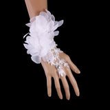 Maxbell Elegant Wedding Short Fingerless Fabulous Lace Flower Gloves Rhinestone Evening Party Women Ladies Bridal Gloves