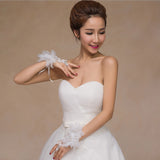 Maxbell Elegant Wedding Short Fingerless Fabulous Lace Flower Gloves Rhinestone Evening Party Women Ladies Bridal Gloves