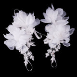 Maxbell Elegant Wedding Short Fingerless Fabulous Lace Flower Gloves Rhinestone Evening Party Women Ladies Bridal Gloves