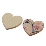 Maxbell 100 Pieces Assorted Printed Heart Shape Wood Slice Pieces Wedding Table Decoration Embellishments 21mm