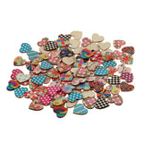 Maxbell 100 Pieces Assorted Printed Heart Shape Wood Slice Pieces Wedding Table Decoration Embellishments 21mm