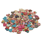 Maxbell 100 Pieces Assorted Printed Heart Shape Wood Slice Pieces Wedding Table Decoration Embellishments 21mm