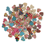 Maxbell 100 Pieces Assorted Printed Heart Shape Wood Slice Pieces Wedding Table Decoration Embellishments 21mm