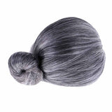 Maxbell Funny Old Lady Grandma Silver Gray Short Bun Wig Party Cosplay Fancy Dress