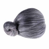 Maxbell Funny Old Lady Grandma Silver Gray Short Bun Wig Party Cosplay Fancy Dress