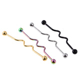 Maxbell 4 Pieces 14G Twisted Wave Industrial Barbell Earring Piercing Jewelry