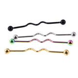 Maxbell 4 Pieces 14G Twisted Wave Industrial Barbell Earring Piercing Jewelry