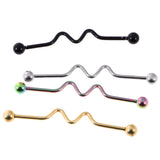 Maxbell 4 Pieces 14G Twisted Wave Industrial Barbell Earring Piercing Jewelry