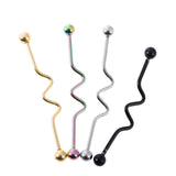 Maxbell 4 Pieces 14G Twisted Wave Industrial Barbell Earring Piercing Jewelry