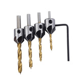 Maxbell 4Pieces Countersink Drill Bit Set Reamer 3mm-6mm Woodworking Chamfer + Hex Shank