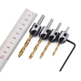 Maxbell 4Pieces Countersink Drill Bit Set Reamer 3mm-6mm Woodworking Chamfer + Hex Shank