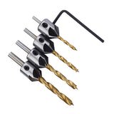 Maxbell 4Pieces Countersink Drill Bit Set Reamer 3mm-6mm Woodworking Chamfer + Hex Shank
