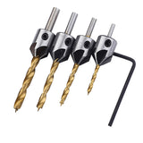 Maxbell 4Pieces Countersink Drill Bit Set Reamer 3mm-6mm Woodworking Chamfer + Hex Shank