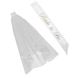 Maxbell 2 Layer Wedding Veil with Comb and Bride to be Satin Sash Party Decoration
