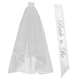 Maxbell 2 Layer Wedding Veil with Comb and Bride to be Satin Sash Party Decoration