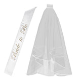 Maxbell 2 Layer Wedding Veil with Comb and Bride to be Satin Sash Party Decoration