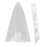 Maxbell 2 Layer Wedding Veil with Comb and Bride to be Satin Sash Party Decoration
