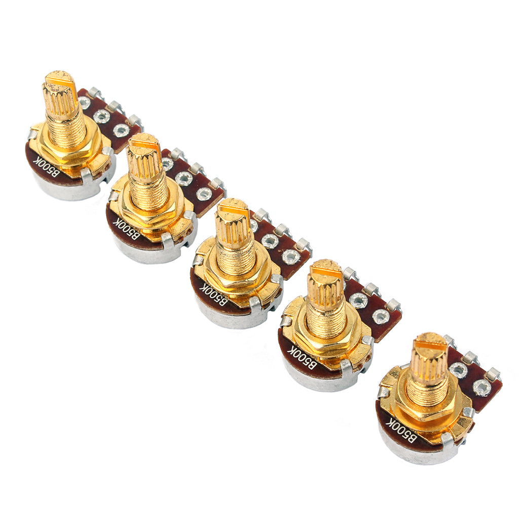 Maxbell A500k Ohm Audio Mini Pots Golden Potentiometer For Electric Guitar Pack of 5
