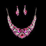 Maxbell Set Of Women Girls Ladies Rhinestone Necklace With Earrings Fashion Accessory Party Wedding Jewelry Rose