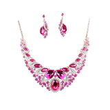 Maxbell Set Of Women Girls Ladies Rhinestone Necklace With Earrings Fashion Accessory Party Wedding Jewelry Rose