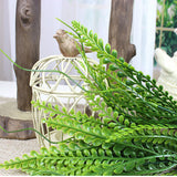 Maxbell Green Artificial Plastic Plant 5 Branches Rohdea Grass Home Wedding Decor