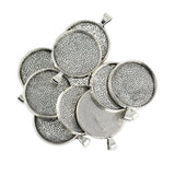 Maxbell 10 Pieces Metal Round Bezel Pendant Trays Blank Bases 30mm Cabochon Settings DIY