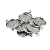 Maxbell 10 Pieces Metal Round Bezel Pendant Trays Blank Bases 30mm Cabochon Settings DIY