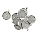 Maxbell 10 Pieces Metal Round Bezel Pendant Trays Blank Bases 30mm Cabochon Settings DIY