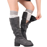 Maxbell Women Lace Double Layer Leg Warmers Stretch Lace Sock Light Grey