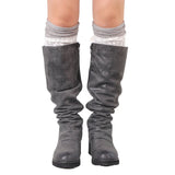 Maxbell Women Lace Double Layer Leg Warmers Stretch Lace Sock Light Grey