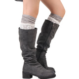 Maxbell Women Lace Double Layer Leg Warmers Stretch Lace Sock Light Grey