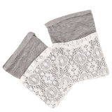 Maxbell Women Lace Double Layer Leg Warmers Stretch Lace Sock Light Grey