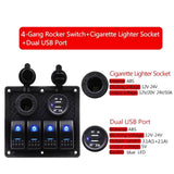 Maxbell High Quality 4 GANG Rocker Switch Panel Circuit Breaker Dual LED Car Boat